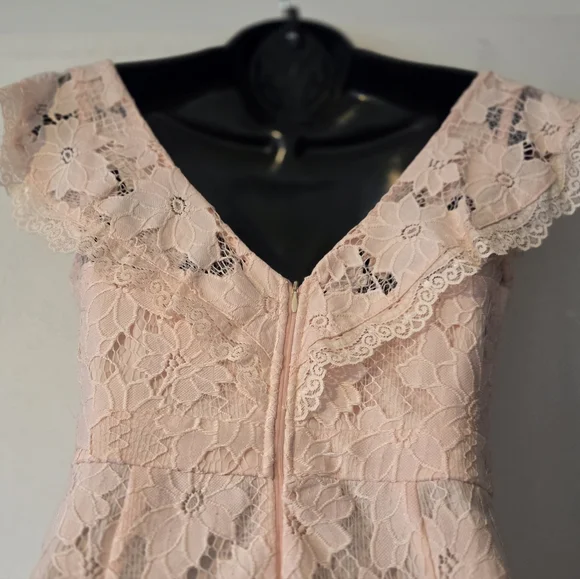 Maniju Pink Lace Feminine Floral Gown - Picture 6 of 8